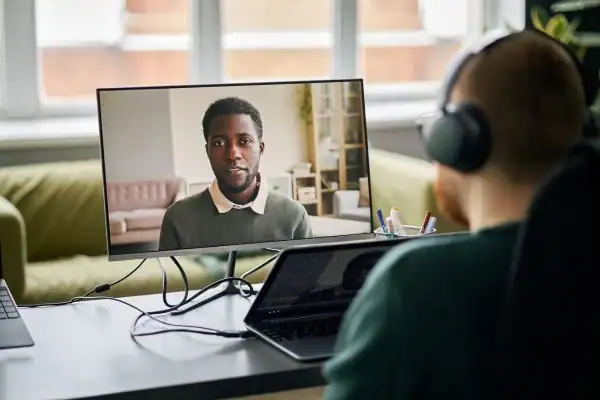 Man attending online mediation Merton MIAMS session